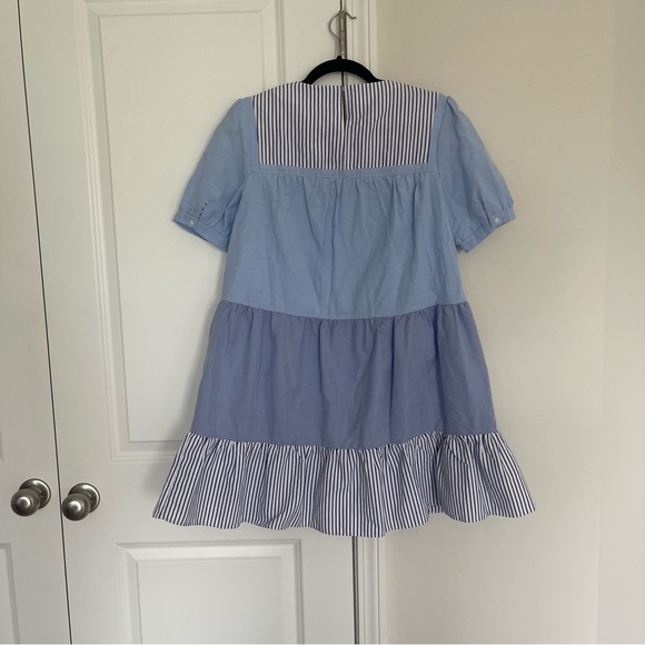 Tuckernuck Pomander Place Quinn Light Blue Striped Tiered Babydoll Dress - Picture 3 of 8